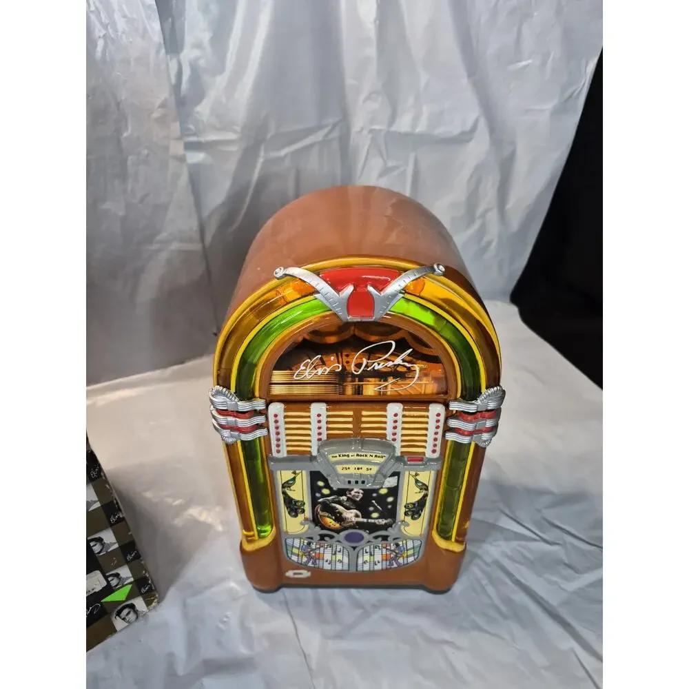Rare Elvis Presley By Vandor Jukebox Cookie Jar Plays All Shook Up Never Used.
